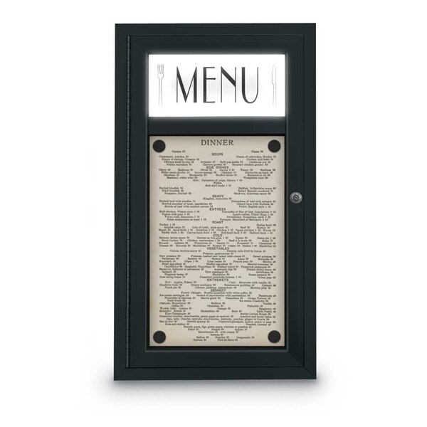 United Visual Products Enclosed Corkboard, 1 Door, 72"x48", 4" Fra, UV3419-BLACK-COBACC UV3419-BLACK-COBACC - main